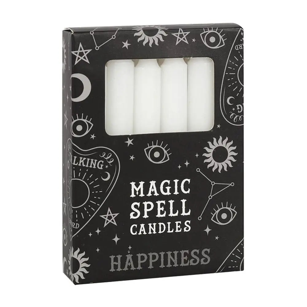 Set of 12 White 'Happiness' Spell Candles - Image #1
