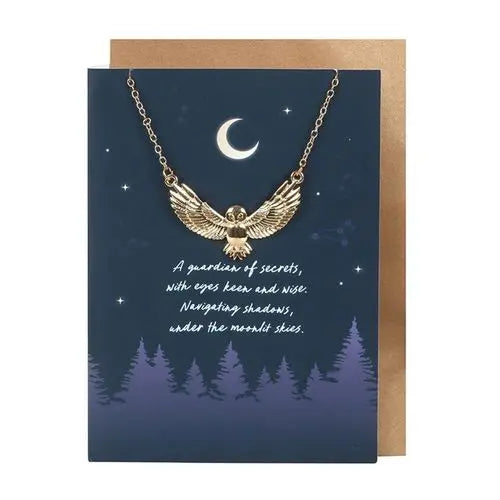 Night Owl Necklace Greeting Card - Image #1