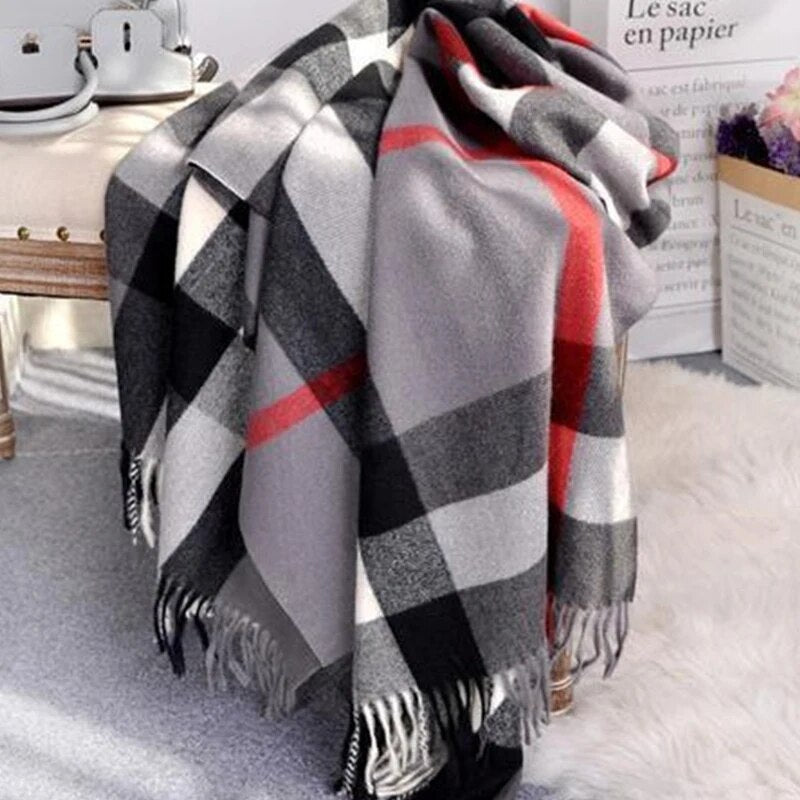 Cashmere Chequered Scarf - Satin & Sox