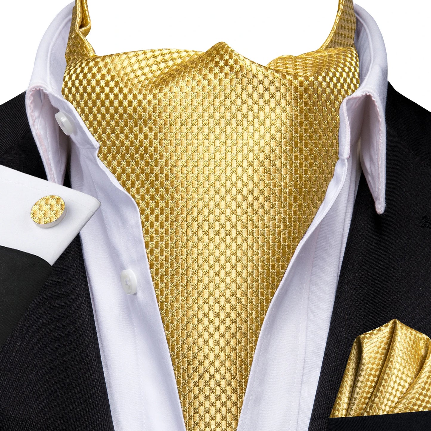 Mens Cravat Pocket Square Cufflinks Set 3pcs