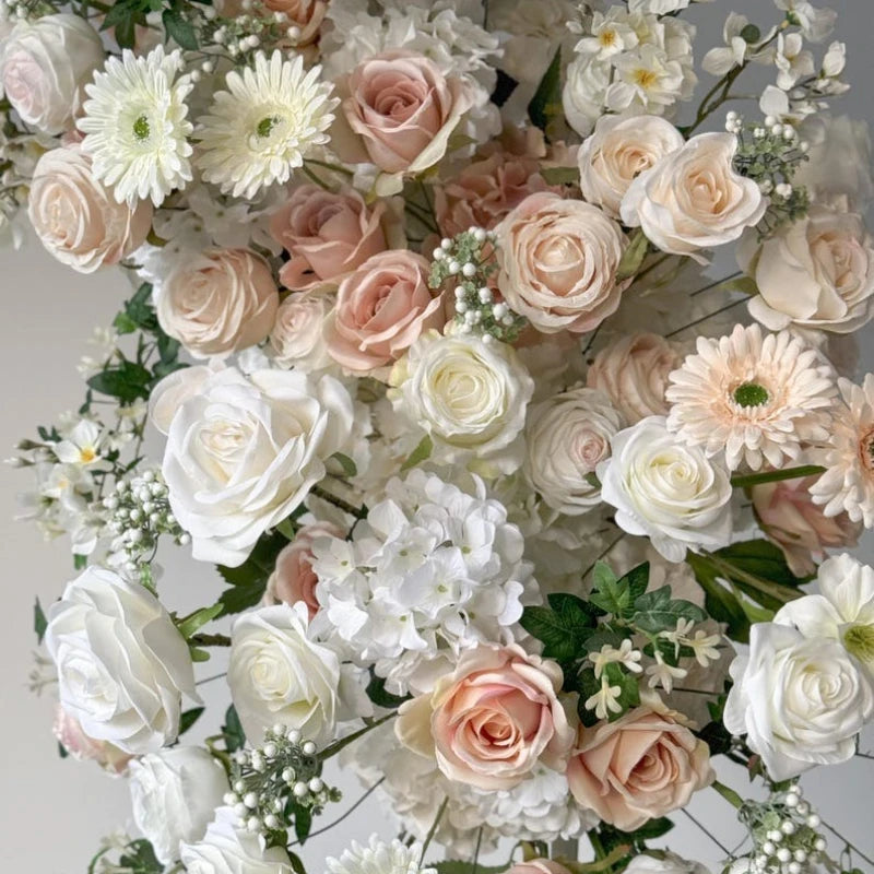 White Peach Artificial Flower Wedding Arch