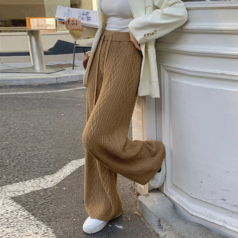 Loose Knitted Wide Leg Trousers - Satin & Sox