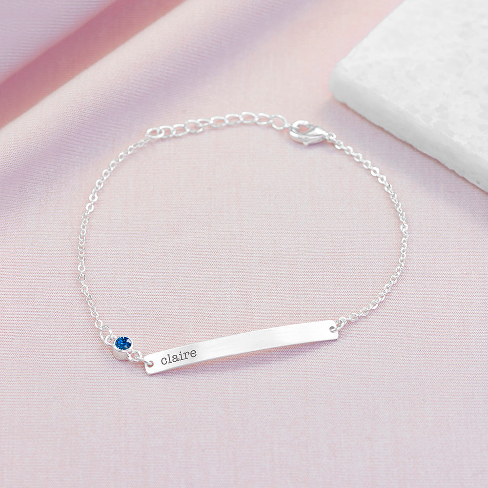 Personalised Swarovski Birthstone Silver Bracelet