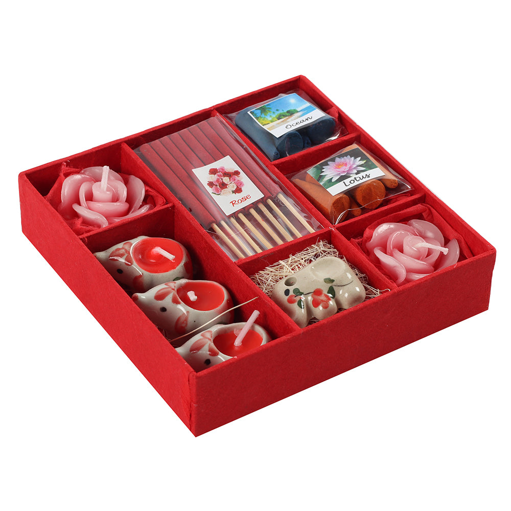 Red Elephant Incense and Candles Gift Set - Satin & Sox