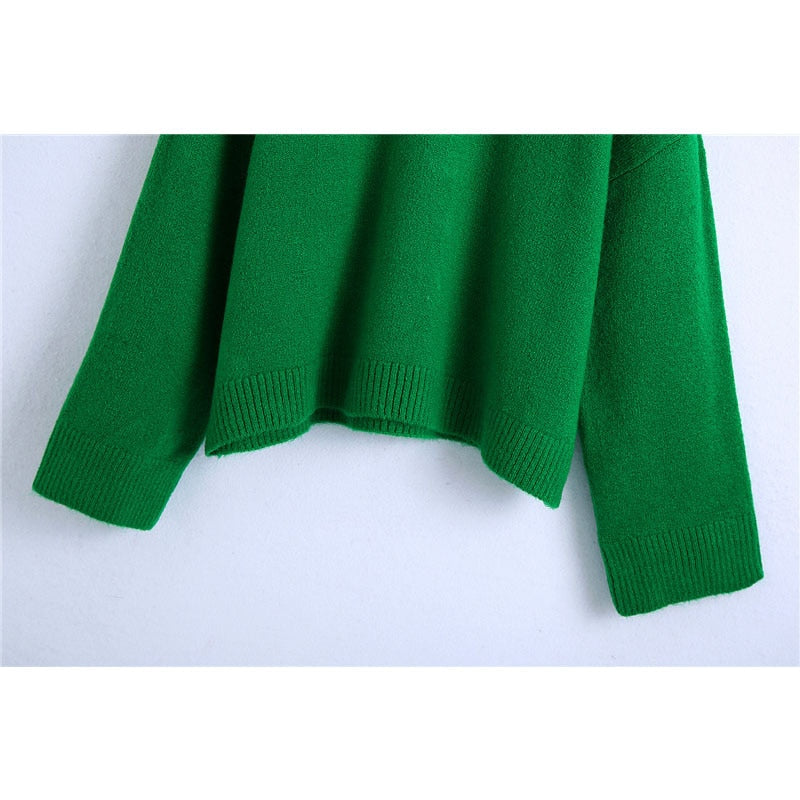 Ribbed Trim Loose Knit sweater - Satin & Sox