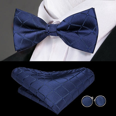 Classic Navy Bow Tie for Men 100% Silk - Satin & Sox