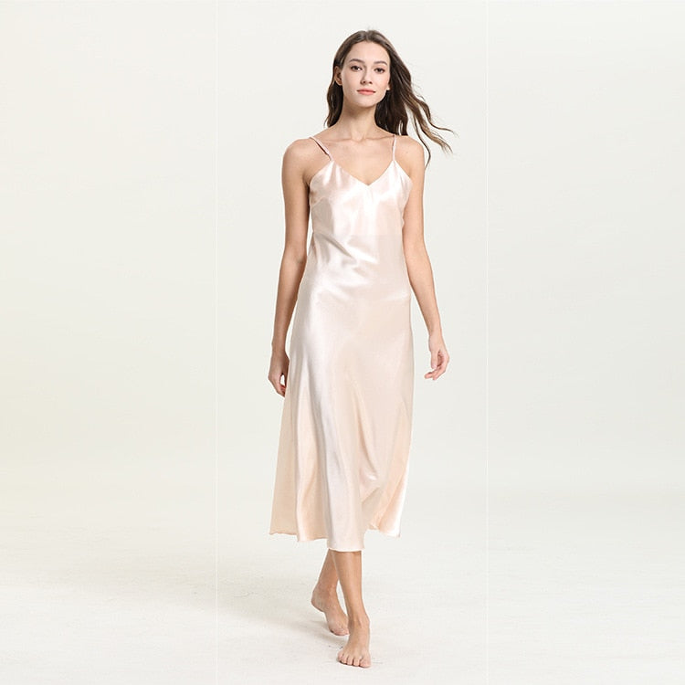 Sadie Long Satin Night Gown - Satin & Sox