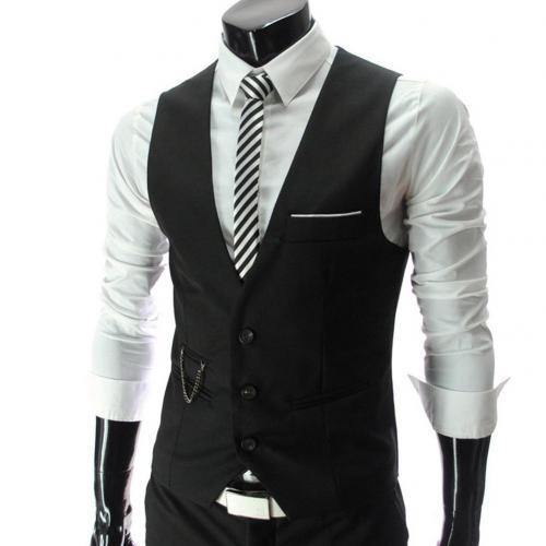Men's Formal Cotton Waistcoat Black - Satin & Sox