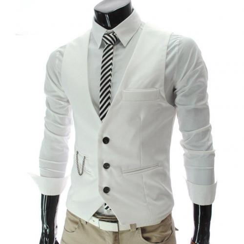 Men's Formal Cotton Waistcoat White - Satin & Sox