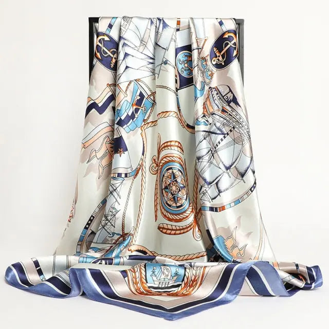 Blue Royal Print Luxury Satin Scarf - Satin & Sox