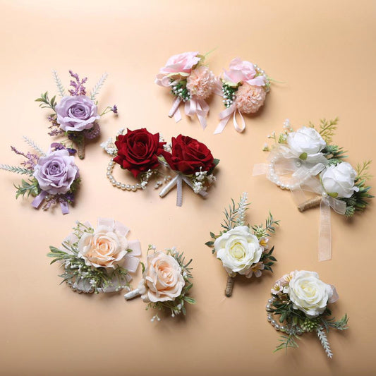 Realistic Rose Boutonnieres Groom's Corsage