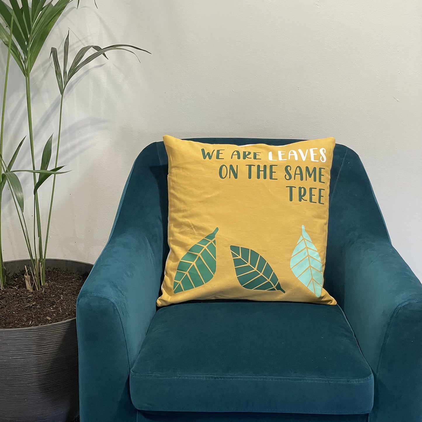 Cotton Cushion Covers 'We are leaves' Set of 3