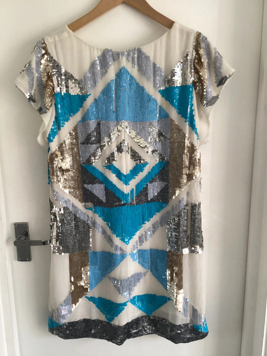 Vintage French Connection White Sequin Shift Dress