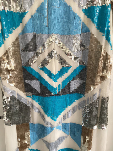 french connection sequin shift dress French Connection blue sequin v-neck dress size 6