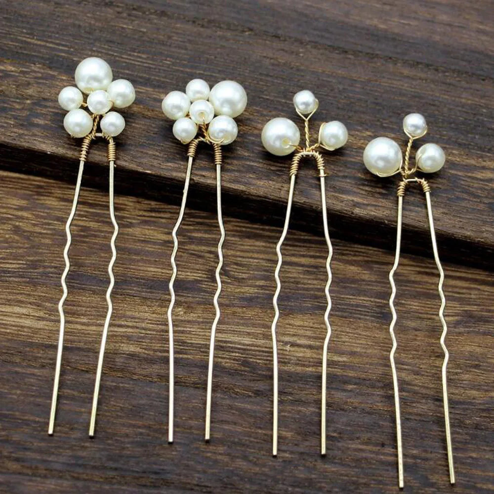 Bridal Pearl Hair Pins Clips and Comb 5pcs