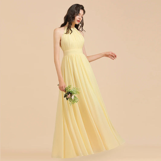 Split Leg Halter Bridesmaid Dress