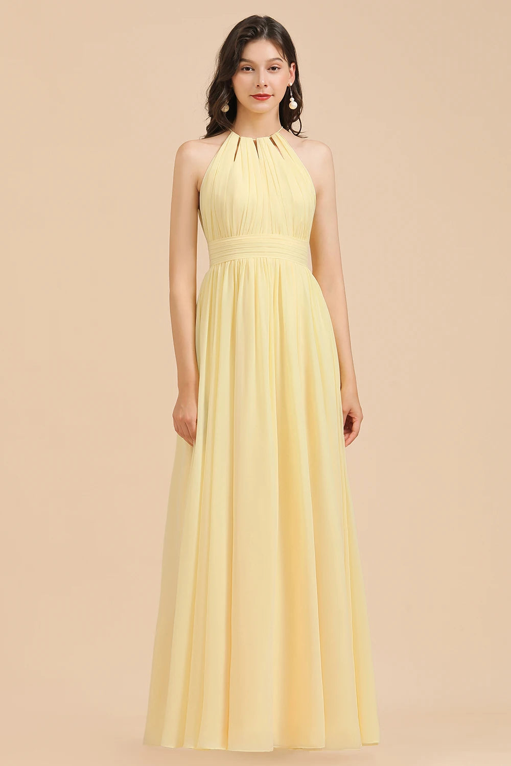 Split Leg Halter Bridesmaid Dress