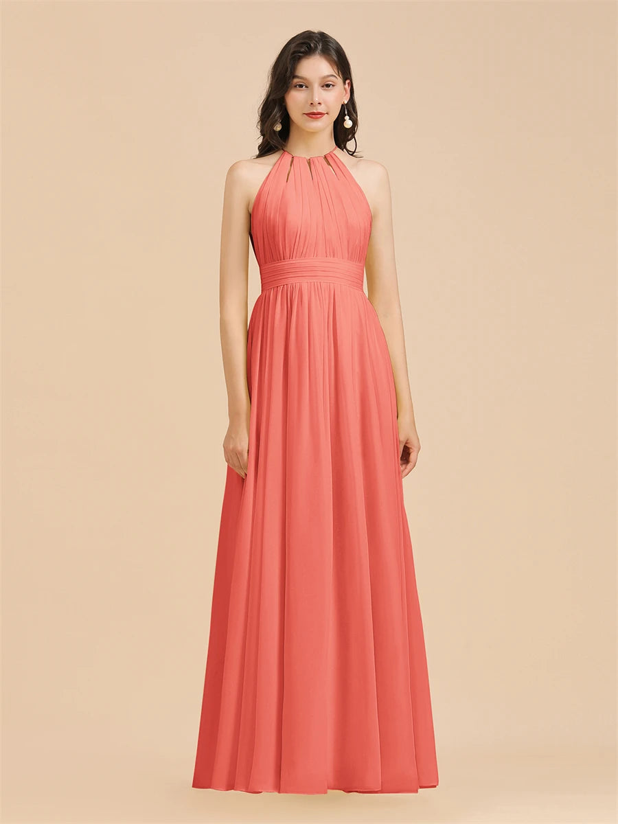 Split Leg Halter Bridesmaid Dress