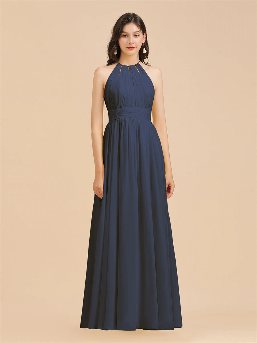 Split Leg Halter Bridesmaid Dress