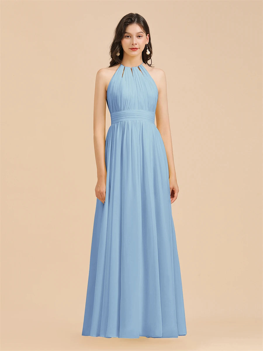 Split Leg Halter Bridesmaid Dress