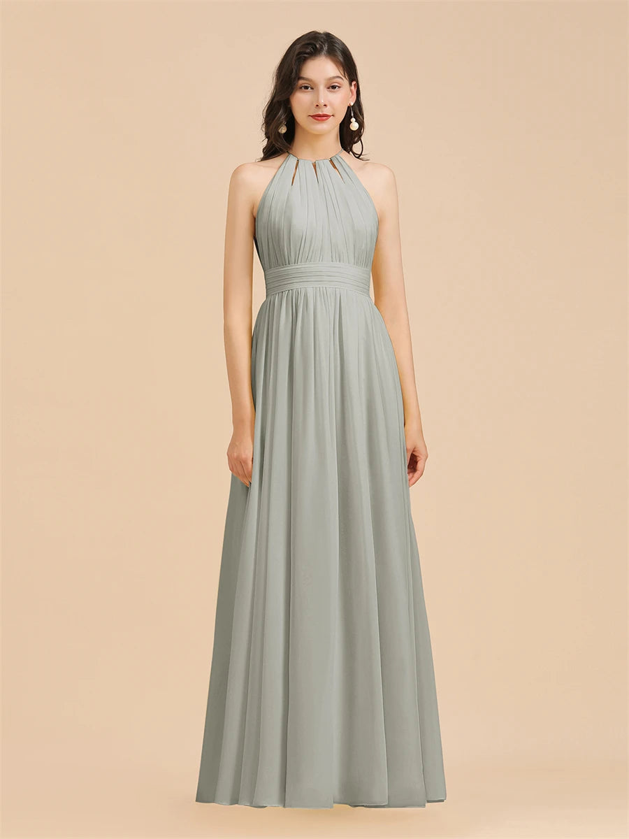 Split Leg Halter Bridesmaid Dress