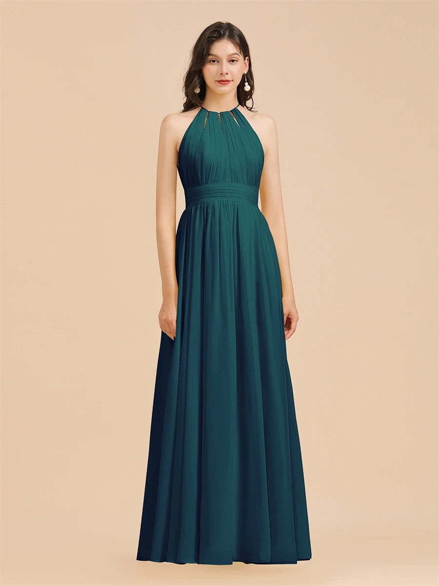 Split Leg Halter Bridesmaid Dress