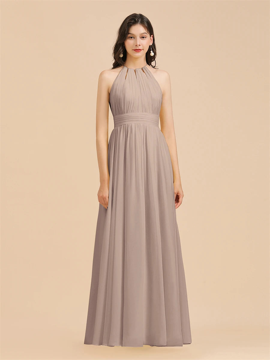 Split Leg Halter Bridesmaid Dress