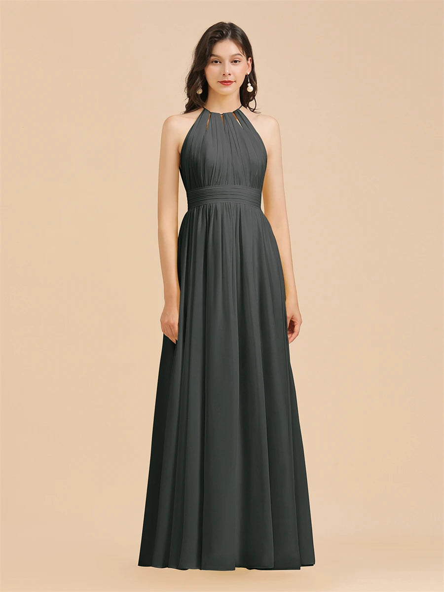 Split Leg Halter Bridesmaid Dress
