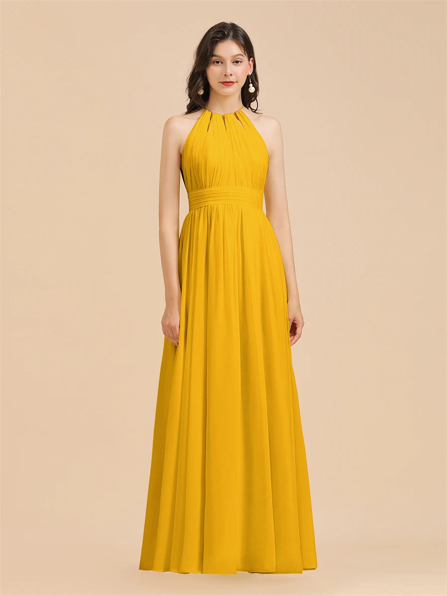 Split Leg Halter Bridesmaid Dress