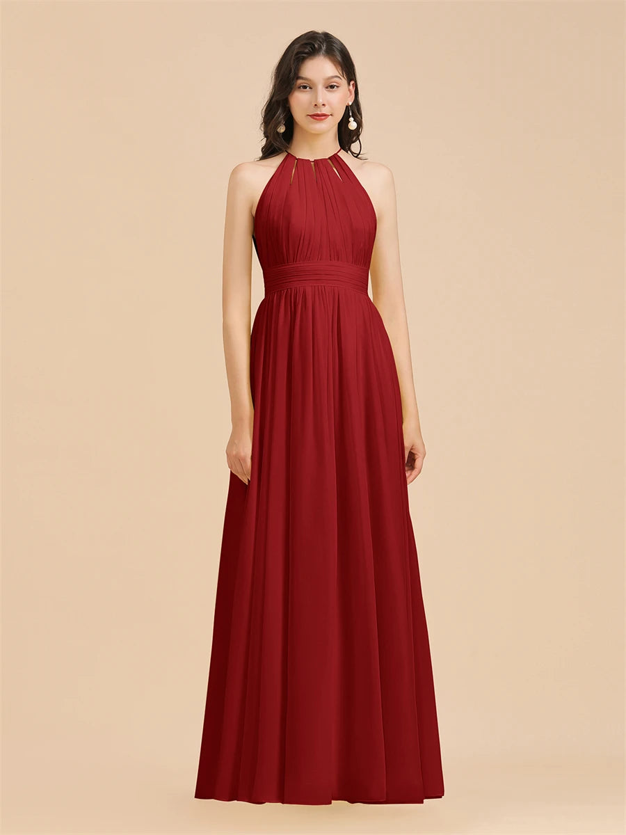 Split Leg Halter Bridesmaid Dress
