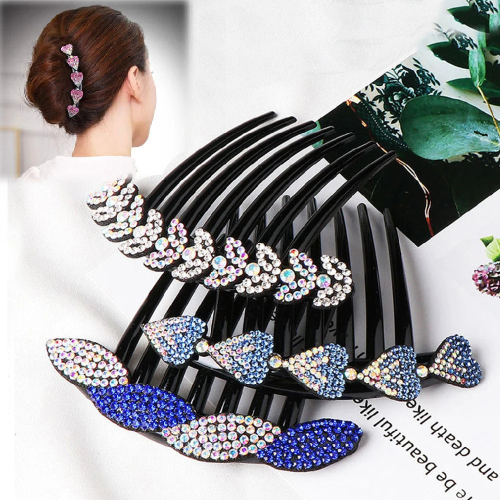 Crystal Rhinestones Flower Hair Combs