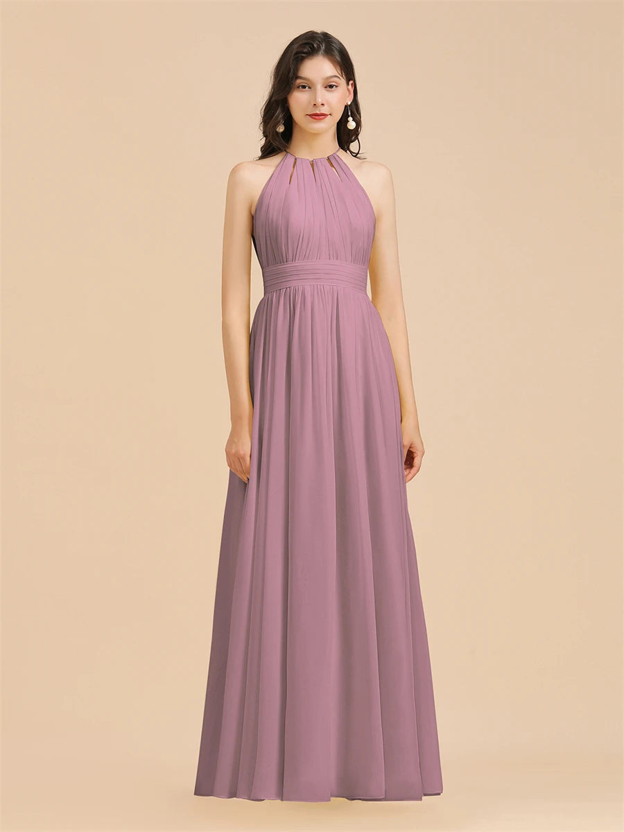 Split Leg Halter Bridesmaid Dress