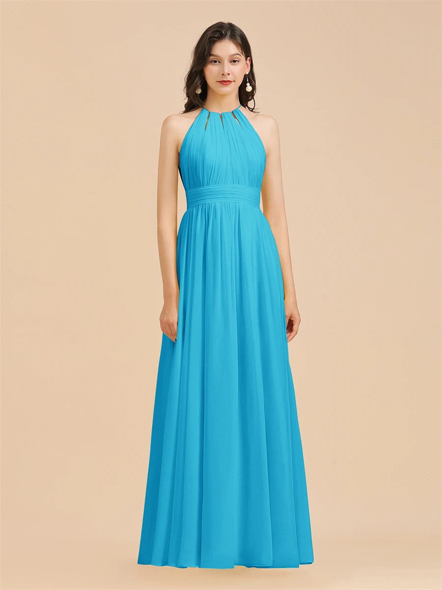 Split Leg Halter Bridesmaid Dress