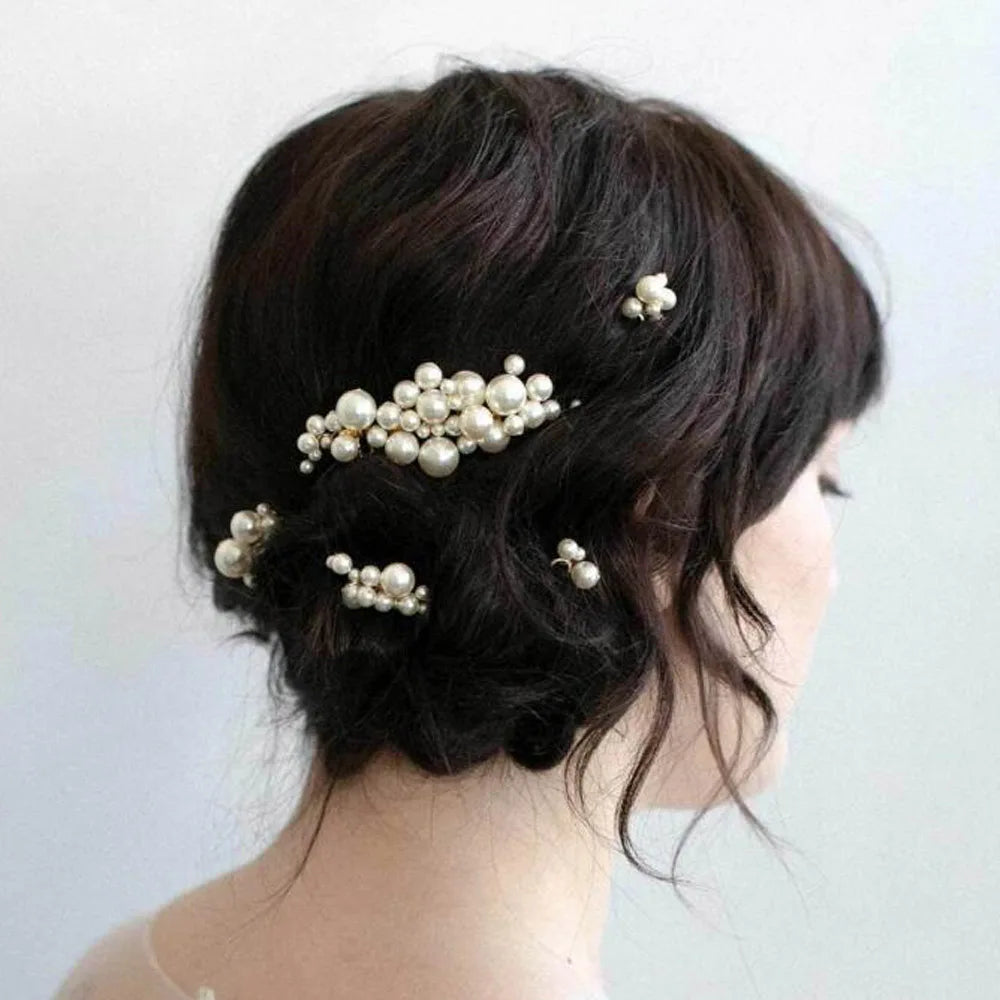 Bridal Pearl Hair Pins Clips and Comb 5pcs