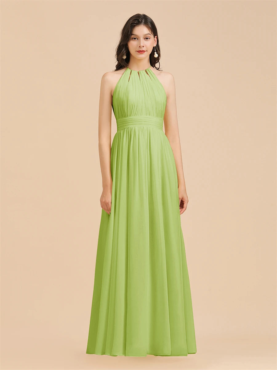 Split Leg Halter Bridesmaid Dress