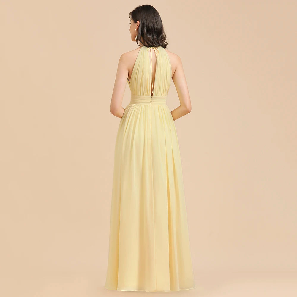 Split Leg Halter Bridesmaid Dress