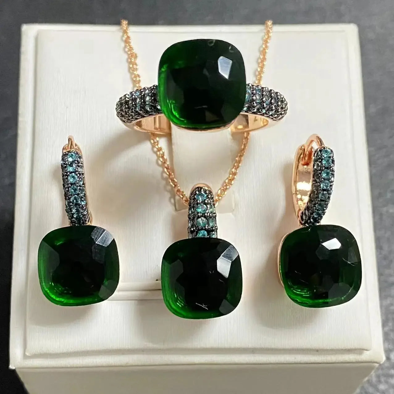 Crystal Zirconia Set Ring Earrings Pendant