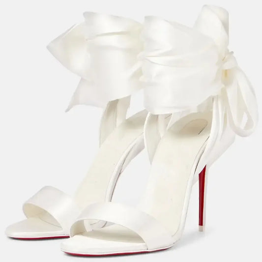 Satin High Bowknot Ankle Bridal Shoes