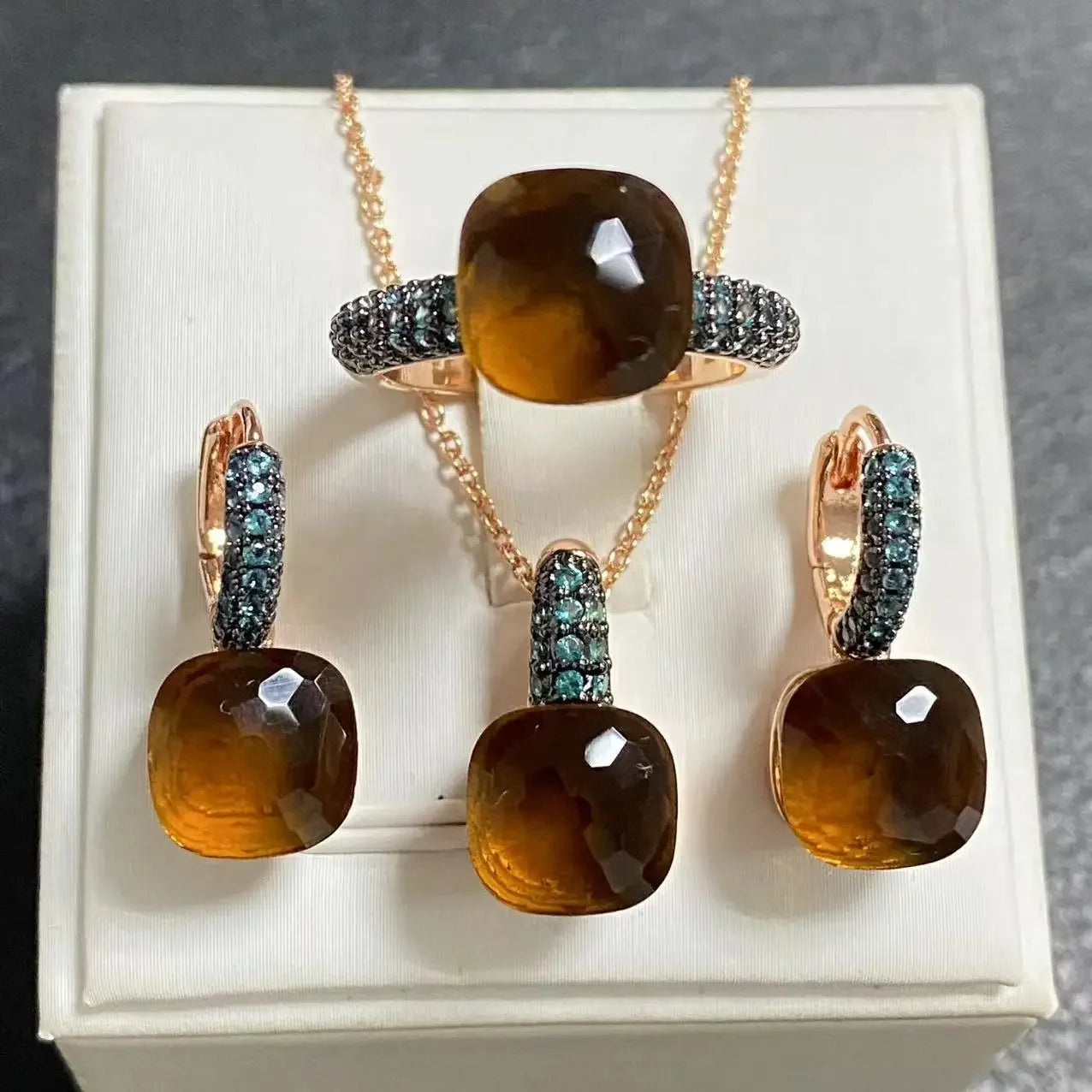 Crystal Zirconia Set Ring Earrings Pendant
