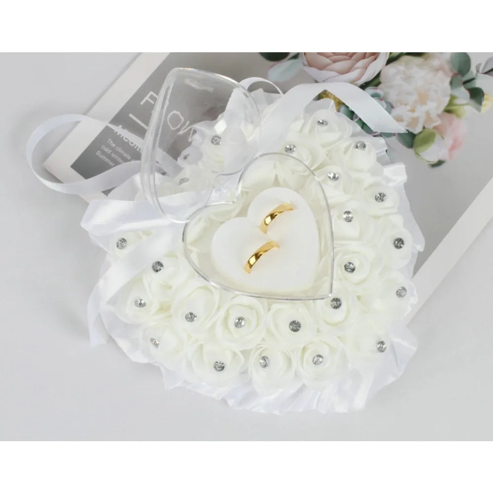 Ivory Heart Wedding Ring Pillow