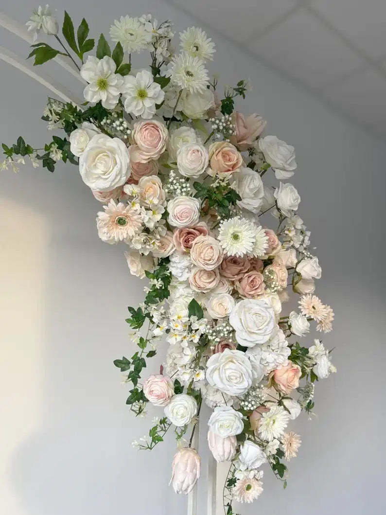 White Peach Artificial Flower Wedding Arch