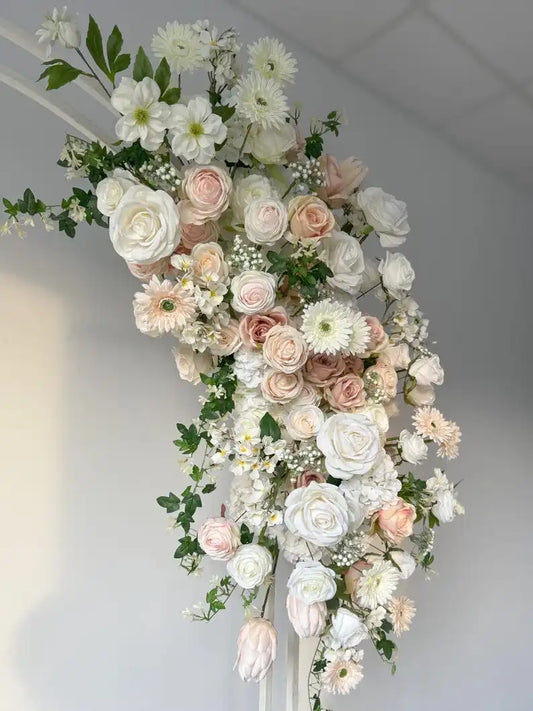 White Peach Artificial Flower Wedding Arch