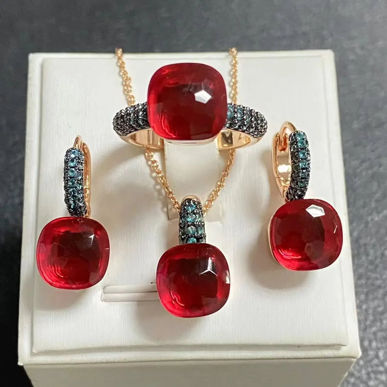 Crystal Zirconia Set Ring Earrings Pendant