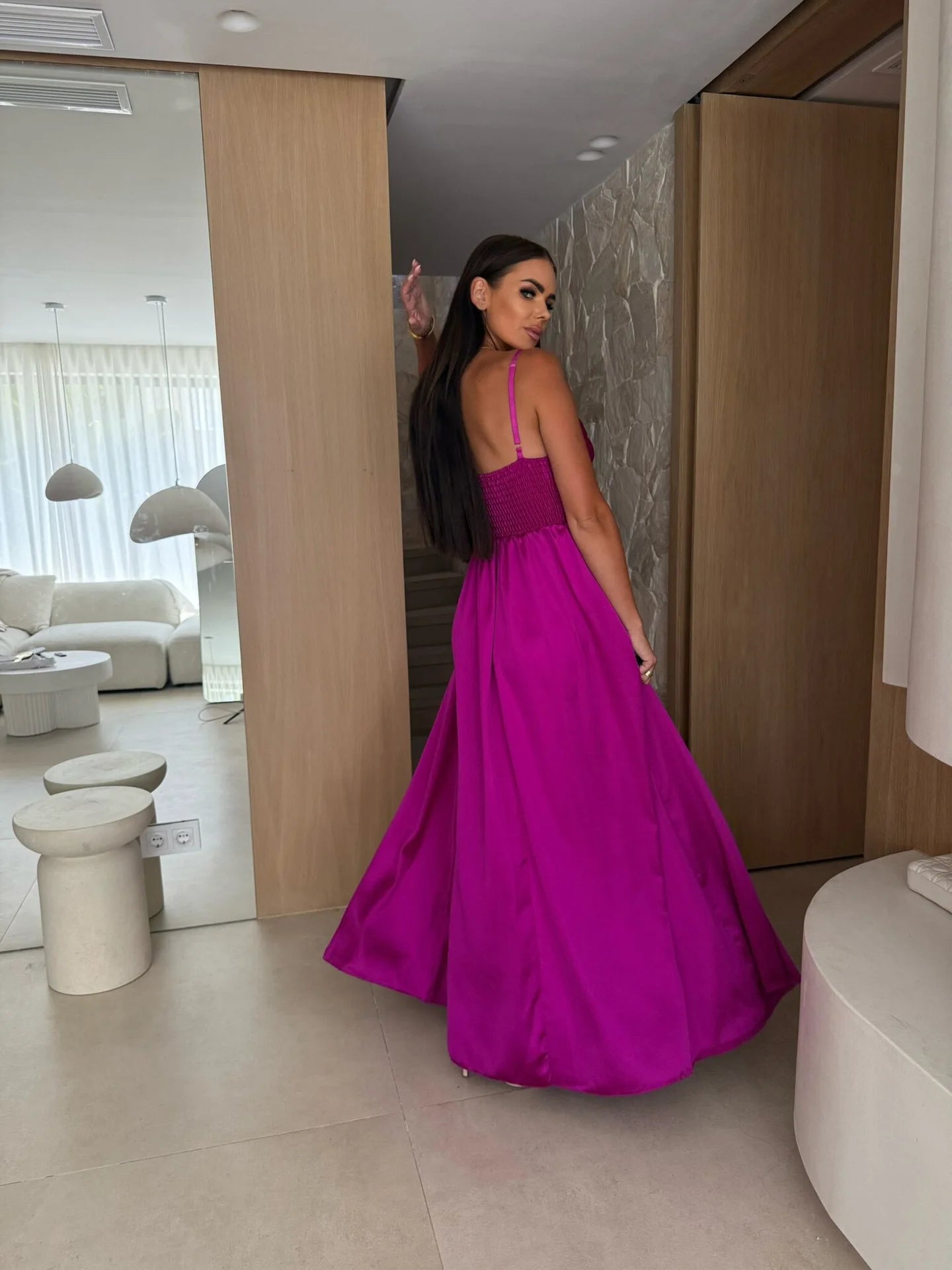 Satin Spaghetti Strap Bridesmaid Dress