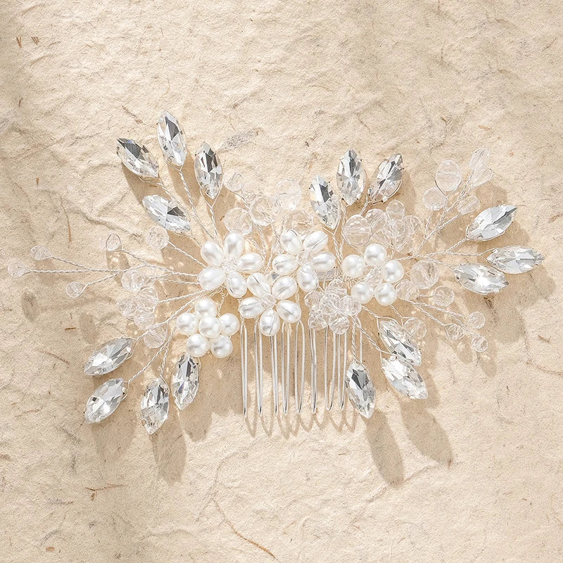 Bridal Headpiece Silver Flower Hair Pin