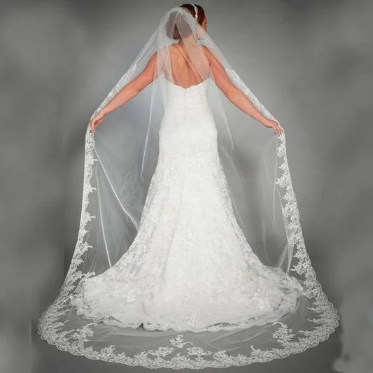 White Ivory Lace  Cathedral Veil