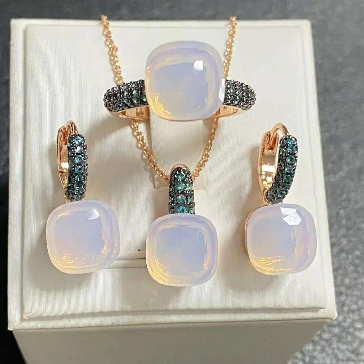 Crystal Zirconia Set Ring Earrings Pendant