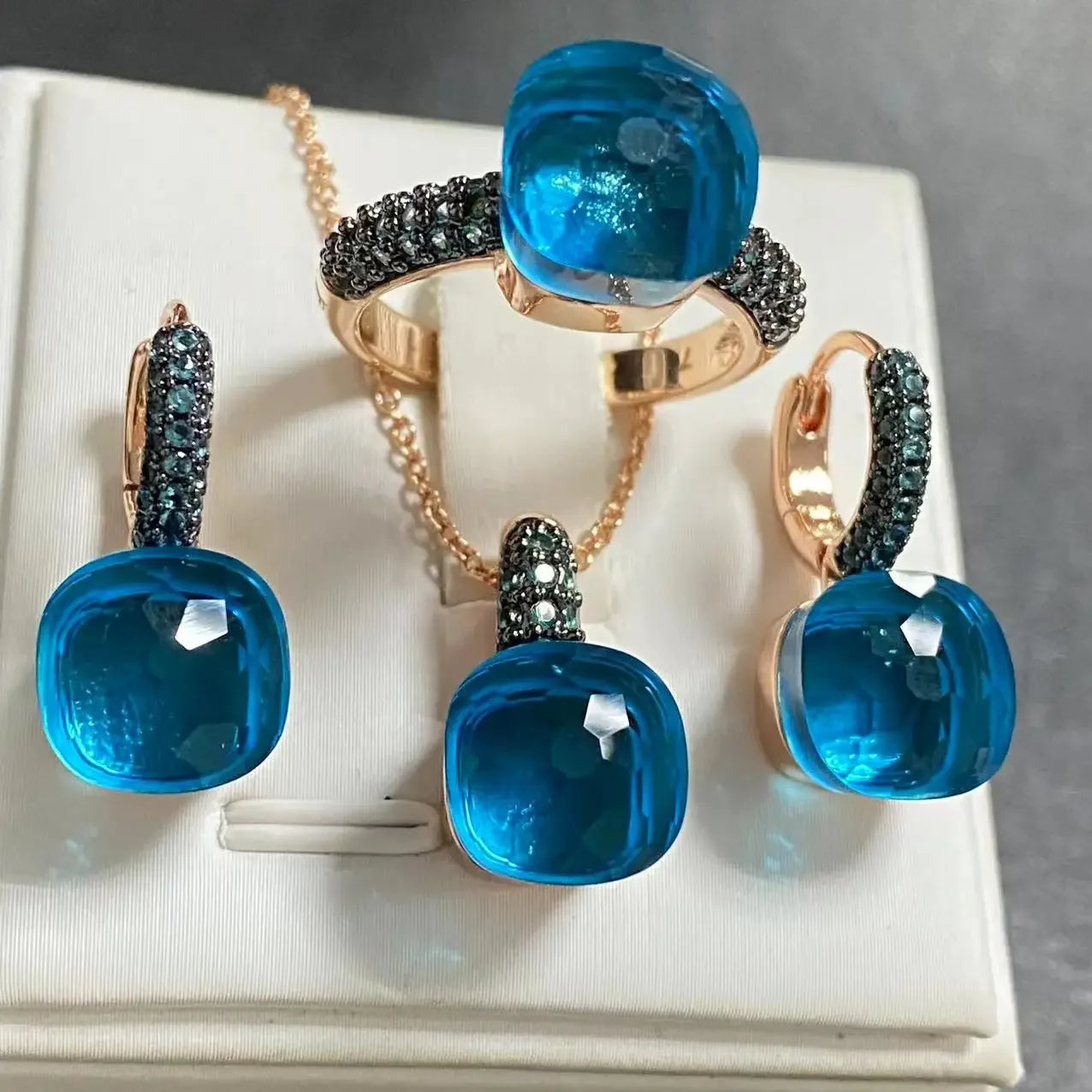 Crystal Zirconia Set Ring Earrings Pendant