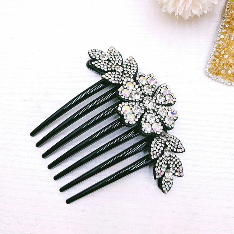 Crystal Rhinestones Flower Hair Combs