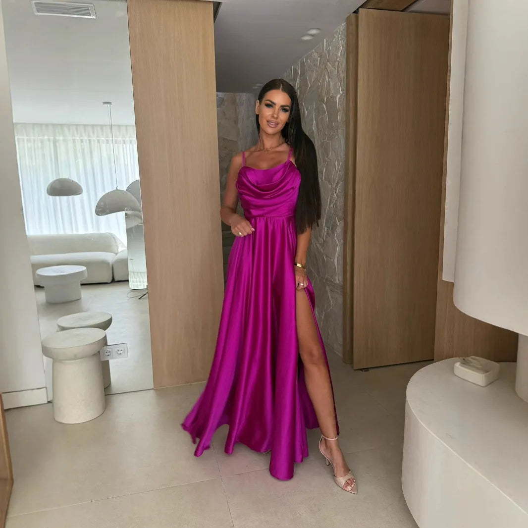 Satin Spaghetti Strap Bridesmaid Dress